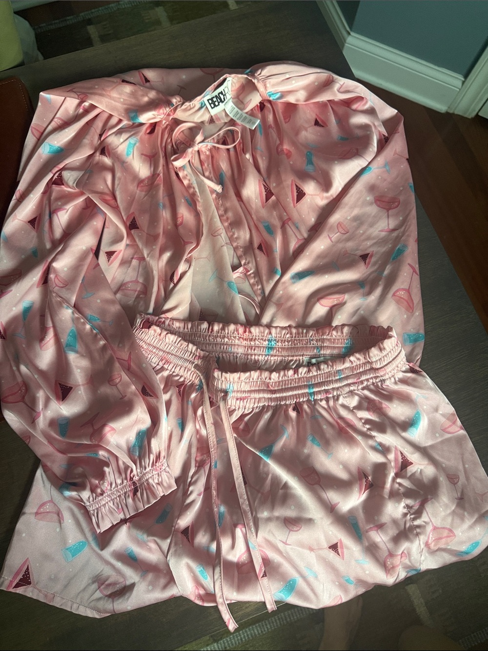 Beach Riot Pink Satin Martini Pajama Set